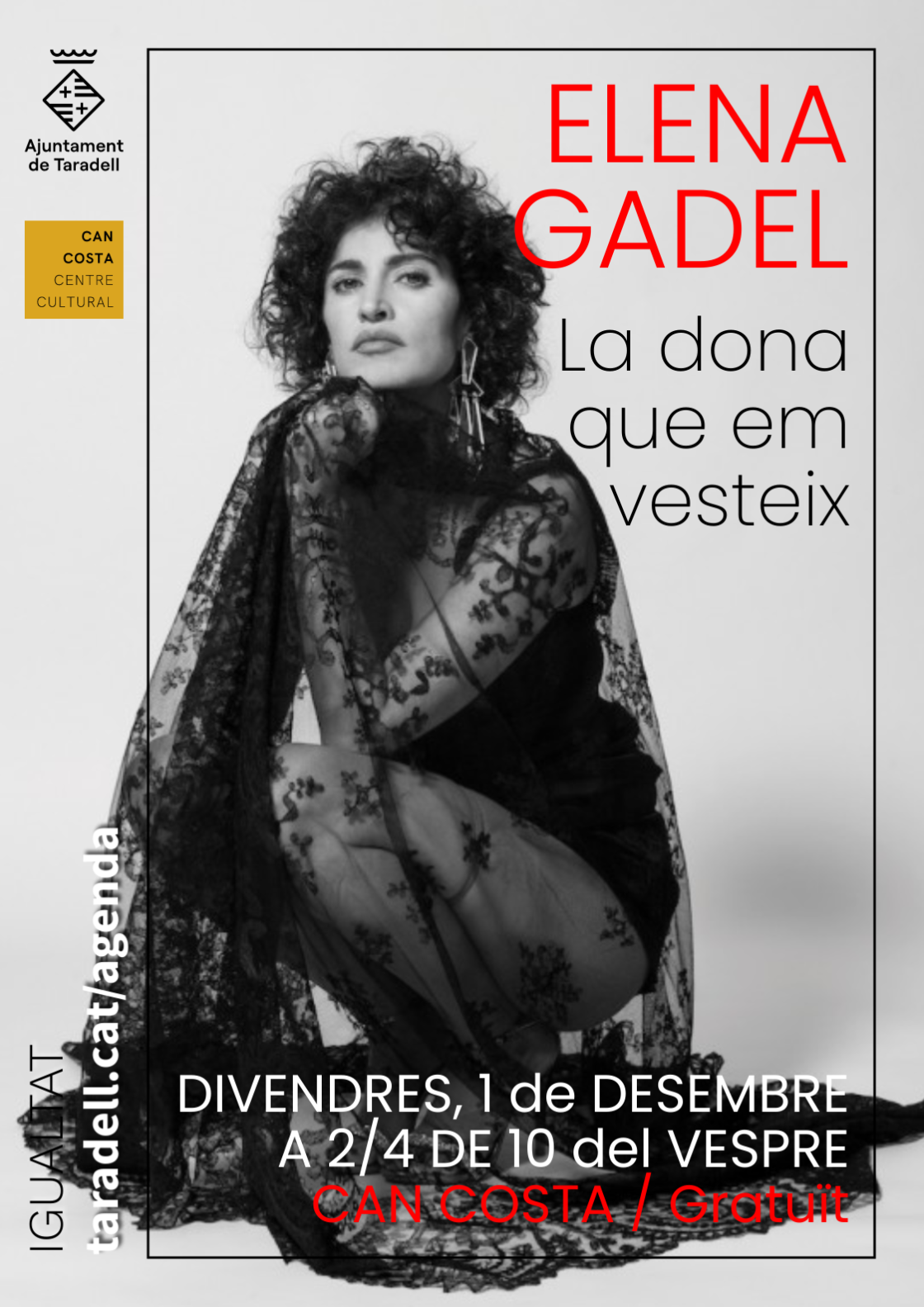 Cartell Elena Gadel - Concert 1 de desembre a Taradell