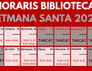Horari de Setmana Santa a la Biblioteca de Taradell