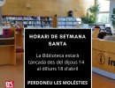 Horari de Setmana Santa a la Biblioteca de Taradell
