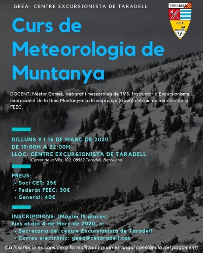 Cartell Curs Meteorologia de Muntanya CET