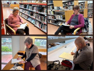 Exposició 'Dibuixant entre llibres' a la Biblioteca