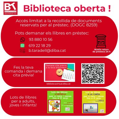 La Biblioteca redueix els serveis però es manté oberta La Biblioteca redueix els serveis però es manté oberta
