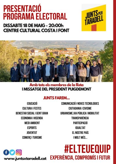 Cartell presentació programa Junts per Taradell _ Ràdio Taradell