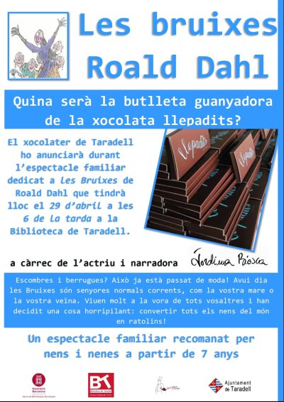 'Les bruixes' de Roald Dahl i anunci de la butlleta guanyadora de la xocolata Llepadits