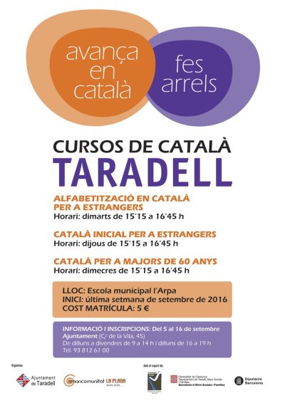 Cartell Avança en català, fes arrels setembre 2016