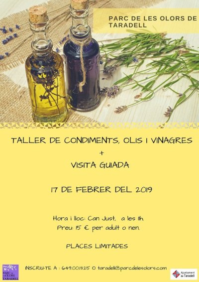 Cartell parc de les olors - Taller condiments, olis i vinagres Cartell parc de les olors - Taller condiments, olis i vinagres