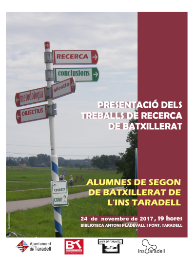 Presentació dels millors treballs de recerca de Batxillerat de l'INS Taradell Presentació dels millors treballs de recerca de Batxillerat de l'INS Taradell