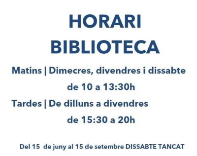 Horari d’estiu a la Biblioteca Antoni Pladevall i Font de Taradell