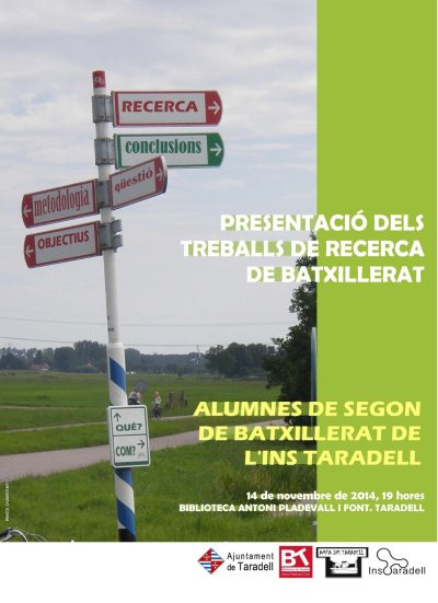 Tres alumnes de l'Institut de Taradell presenten els seus treballs de recerca a la biblioteca Tres alumnes de l'Institut de Taradell presenten els seus treballs de recerca a la biblioteca
