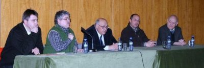 Josep Casassas dels Tonis de Taradell, Josep Miret del Grup de Recerca, Enric Riera de la Masia Vila-rasa, Santi Ponce de la UVic i Antoni Pladevall, historiador