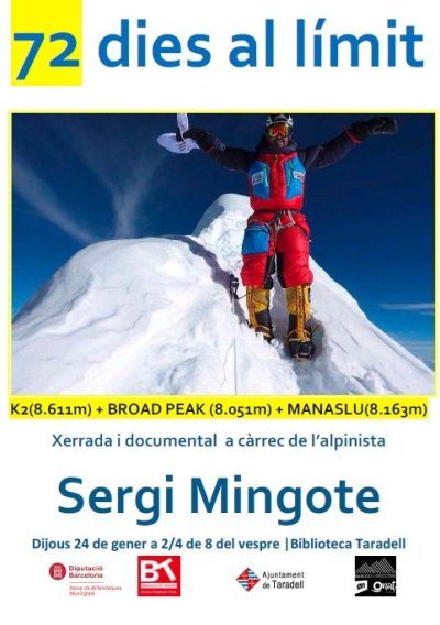 Dijous, xerrada-documental '72 dies al límit' amb Sergi Mingote