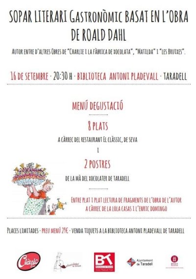 Sopar literari gastronòmic basat en l'obra de Roald Dahl
