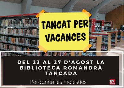 Tancat per vacances 2021 Tancat per vacances 2021