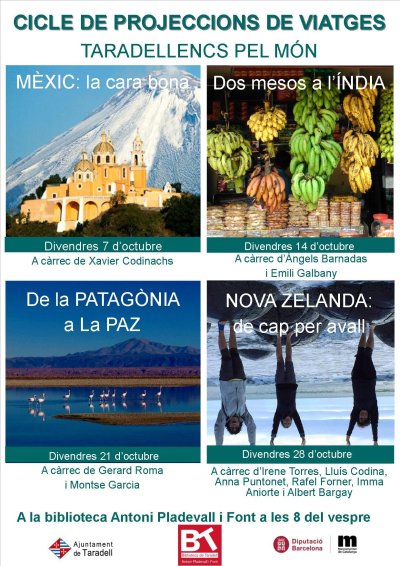 Nova edició del cicle de projeccions de viatges 'Taradellencs pel món' Nova edició del cicle de projeccions de viatges 'Taradellencs pel món'
