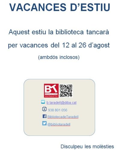 Vacances estiu 2019-biblioteca Vacances estiu 2019-biblioteca