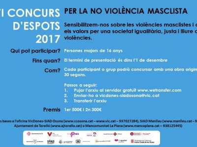 VI Concurs comarcal d’espots per a la no-violència masclista  