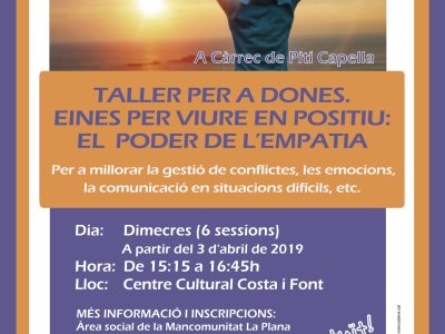 Un nou taller per a dones “Eines per viure en positiu: el poder de l’empatia” a Taradell Un nou taller per a dones “Eines per viure en positiu: el poder de l’empatia” a Taradell