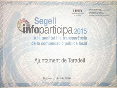 L’Ajuntament de Taradell distingit novament amb el Segell  Infoparticipa  a la qualitat i la transparència de la comunicació pública local.