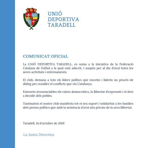 Comunicat UD Taradell _ Ràdio Taradell