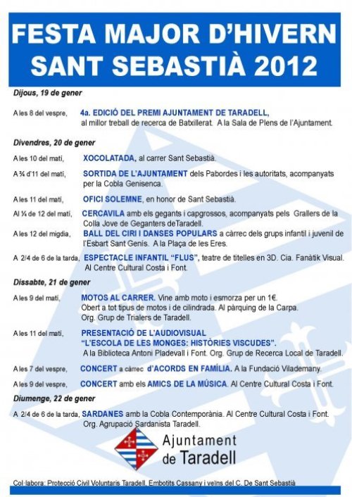 Programa Festa Major Hivern 2012