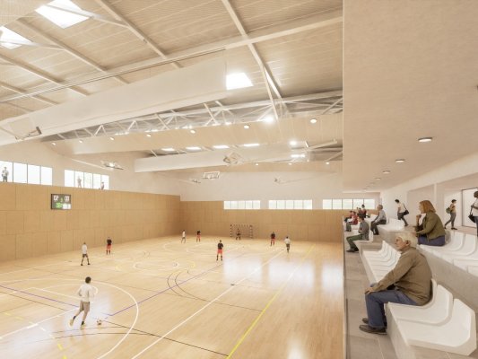 Comencen les obres per adequar l’accés a la segona pista i acabar les grades del pavelló ampliat Comencen les obres per adequar l’accés a la segona pista i acabar les grades del pavelló ampliat