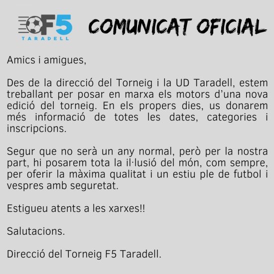 Comunicat Torneig F5 2021