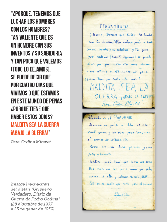 Pàgines del Diari de guerra de Pere Codina Pàgines del Diari de guerra de Pere Codina