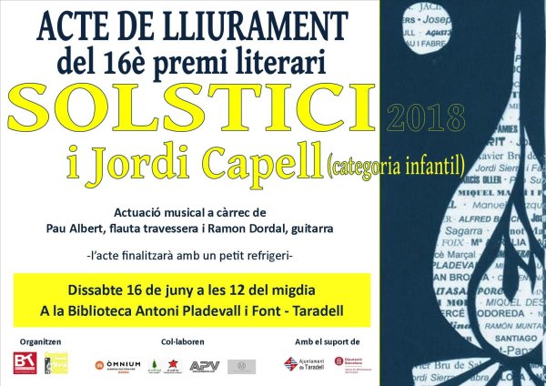 Acte de lliurament del 16è Premi Literari Solstici
